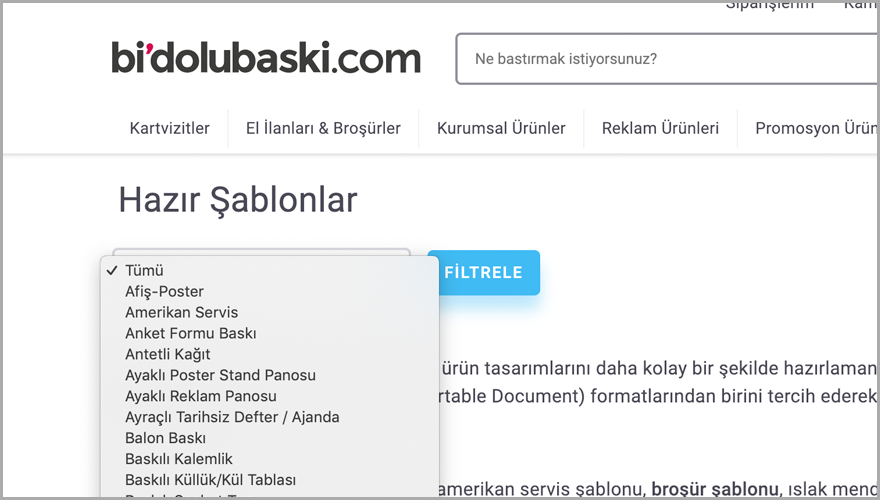 Bidolubaskı Şablon Kullanımı