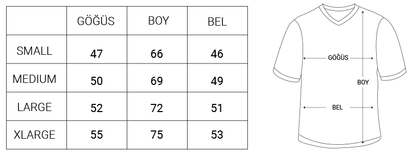 Spor Tişört Beden Ölçü Tablosu Bidolubaskı