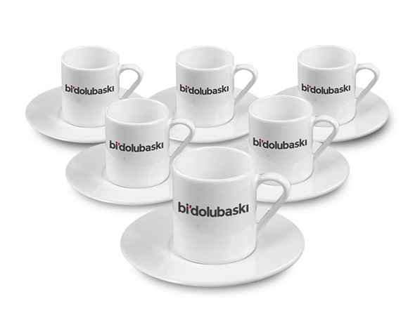 Seramik Tabaklı Türk Kahvesi Fincanı Bidolubaskı'da