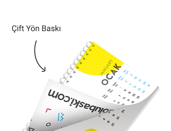 13 Yapraklı Spiralli Masa Takvimi Bidolubaskı'da