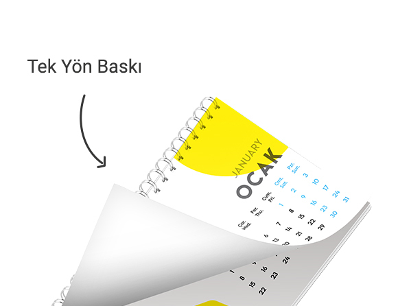 13 Yapraklı Spiralli Masa Takvimi Bidolubaskı'da