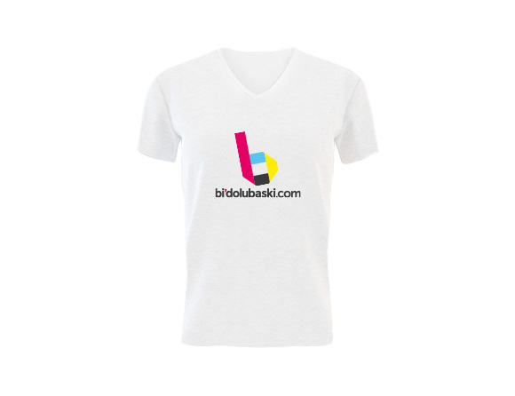 Unisex Tişört - V Yaka Baskı Online Siparişle Bidolubaskı'da