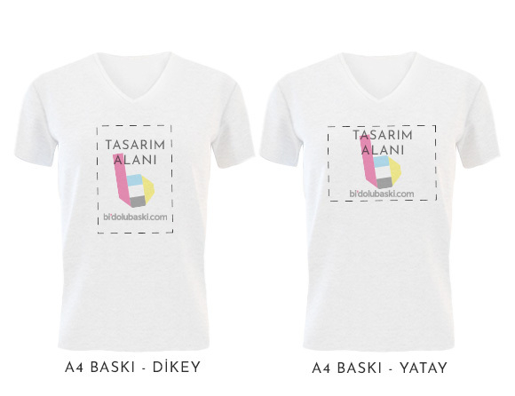 Unisex Tişört - V Yaka Baskı Online Siparişle Bidolubaskı'da