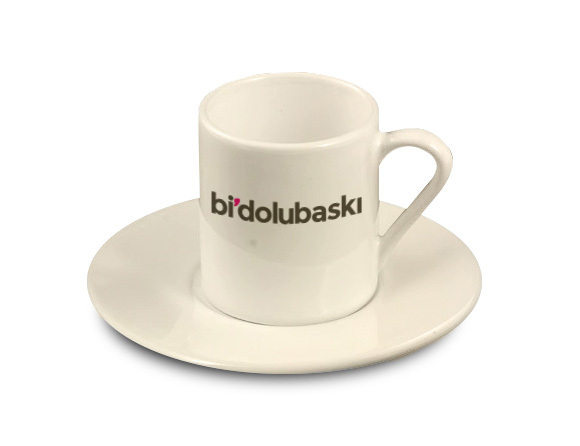 Seramik Tabaklı Türk Kahvesi Fincanı Bidolubaskı'da