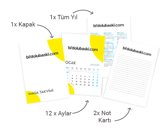 Ahşap Tabanlı Masa Takvimi Bidolubaskı'da